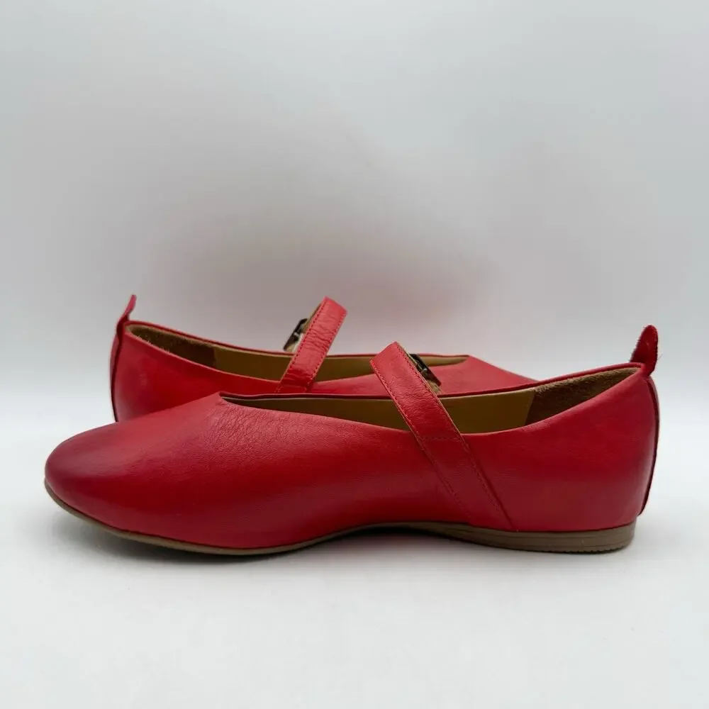 Miz Mooz Womens Kiki Mary Jane Flats EU 38 US 7.5-8 Red Leather NIB